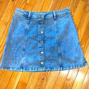 H&M Divided Button Blue Jean Skirt